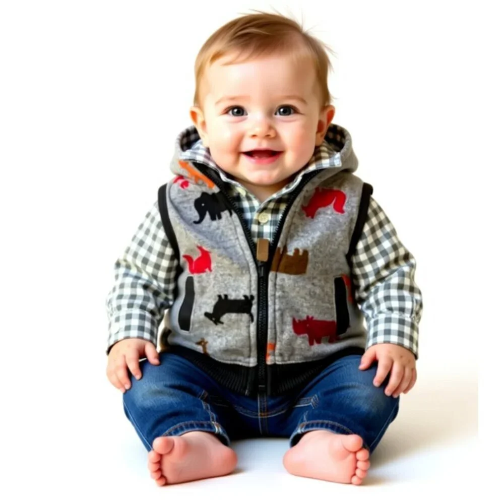 Carter's Size 3 months boys button-down shirt and vest (E44)